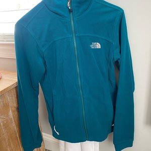 North face fleece full zip up jacket in teal blue